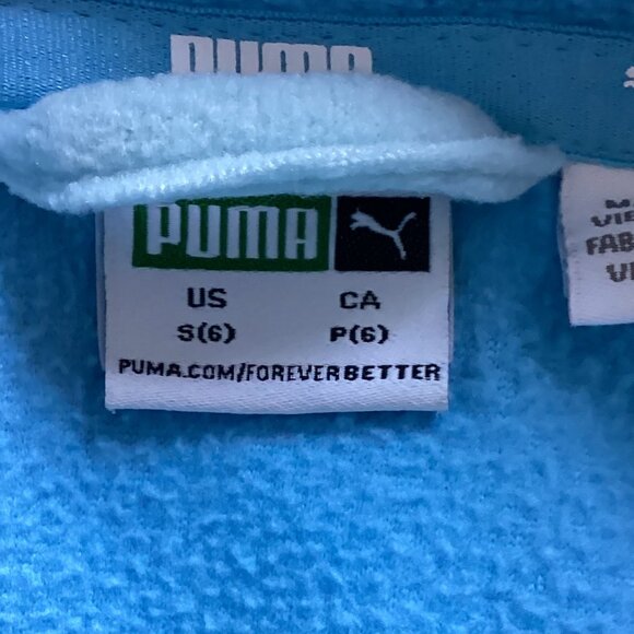 Puma Kids Girls Fleece Blue Sweatshirt Size 6 Pull Over Lightweight - Picture 6 of 6